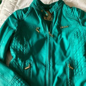 Turquoise moto jacket. Like new.